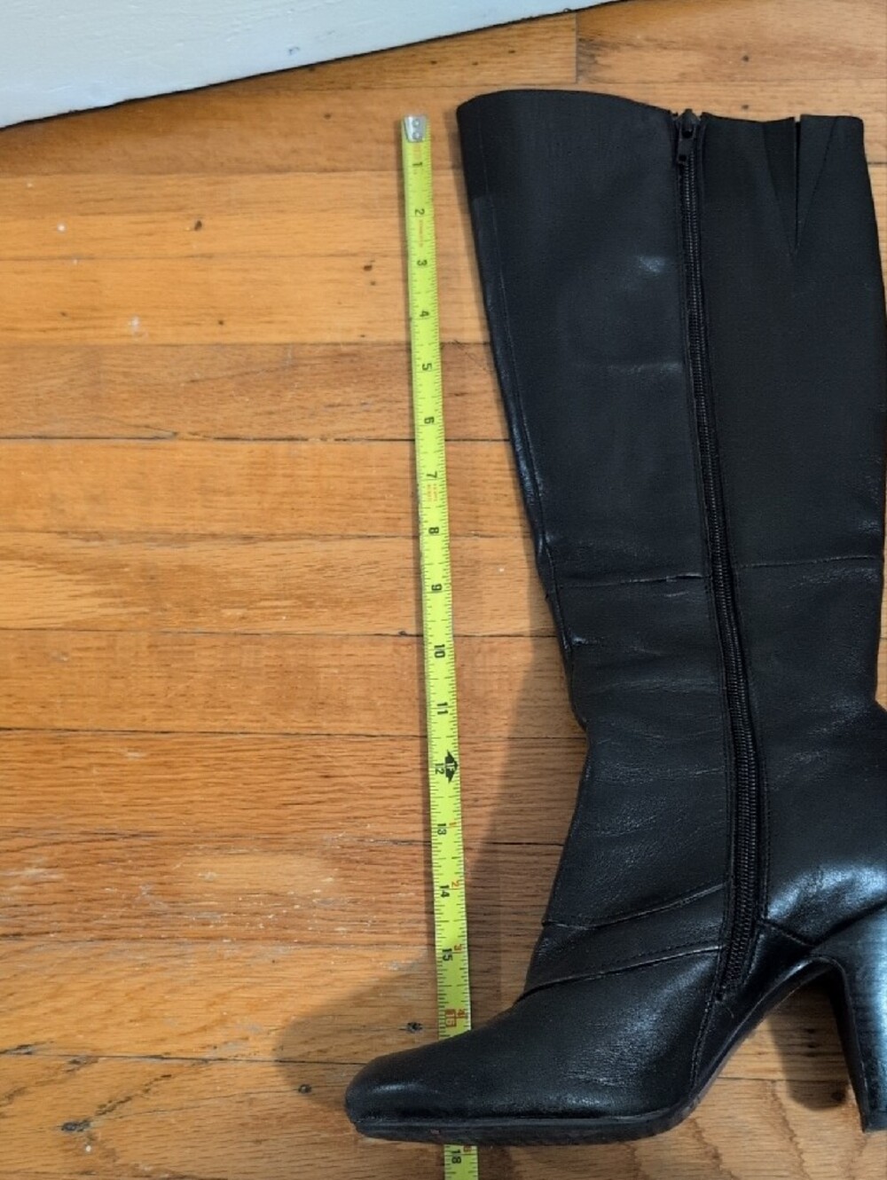 Miz Mooz Black Leather Over-the-Knee Block Heel Boots - Picture 9 of 10